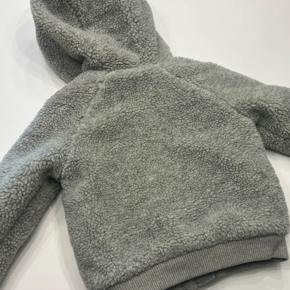 GAP Kids Gray Sherpa Zip-Up Hoodie Jacket